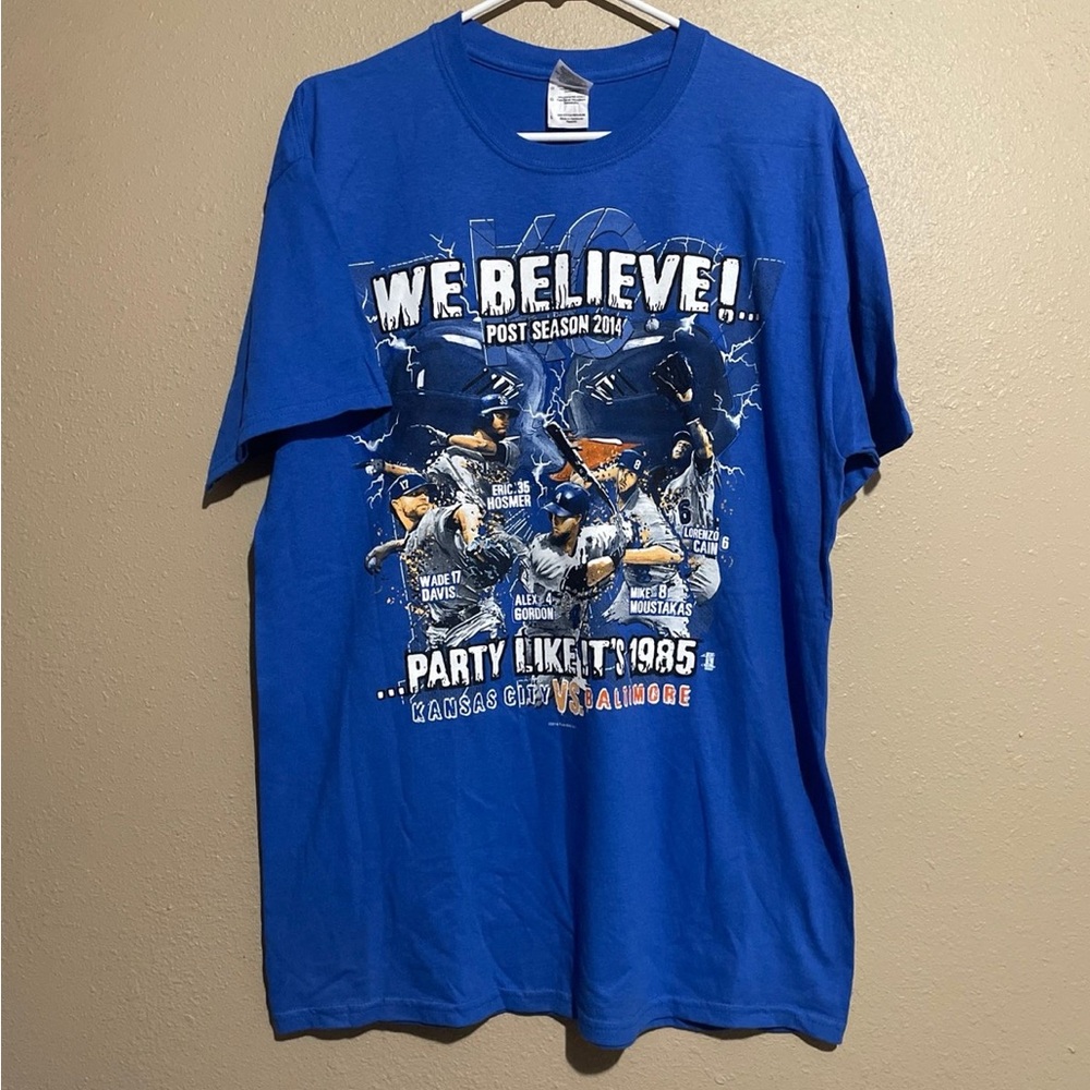 Kansas City Royals MLB 2014 Postseason We Believe Graphic Blue T-Shirt Adult L